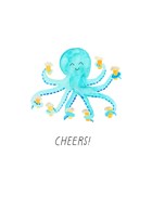 Octopus met glazen bier